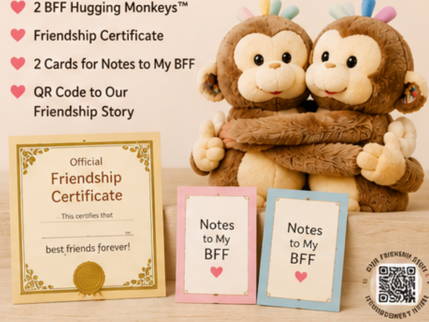 BFF Hugging Monkeys™ (20") – Best Friend Friendship Gift Set | Keep One, Give Your BFF One